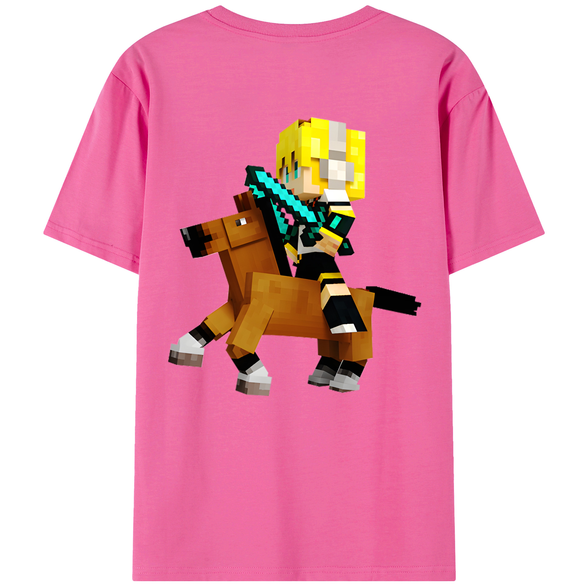 （画像用） マインクラフト ブロックの世界 Minecraft MC Block world レディース半袖Tシャツ(バックプリント)